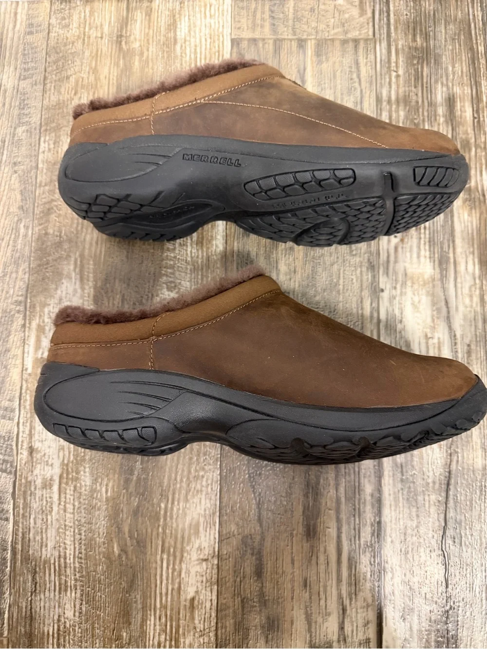 Merrell Brown Shearling-Lined Slip-On Mule Size 10